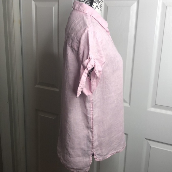 Cynthia Rowley Button Up Pink Linen Sleeve Tie New Retro - Picture 2 of 5
